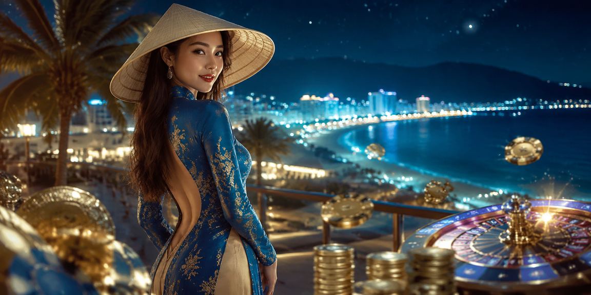 Phụ nữ mặc áo dài tại Đà Nẵng xem sự kiện thể thao trực tiếp trên điện thoại bên bờ biển
