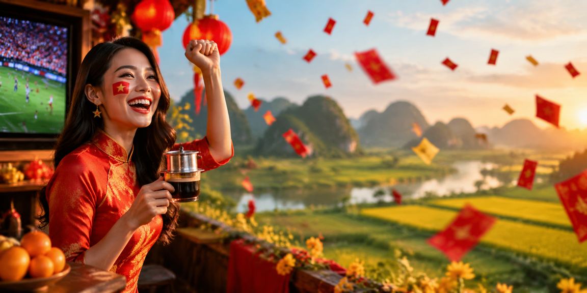 Người dùng tại Ninh Bình nhận thưởng phong bì đỏ và theo dõi sự kiện thể thao bên cà phê