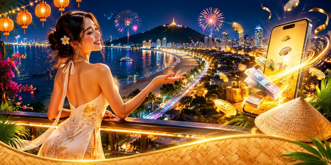 Phụ nữ đội nón lá tại Vũng Tàu nhận cashback và thưởng khi chơi trực tuyến
